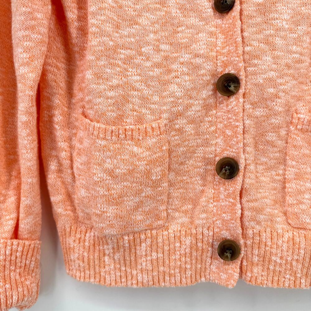 J.Crew Marled Peach Cardigan Sweater Button Front Pockets Womens Sz Medium - Picture 2 of 4